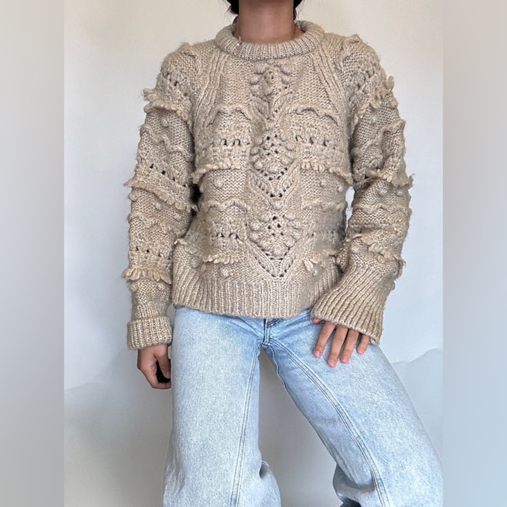 Zara Beige Textured Knit Sweater - Picture 5 of 13